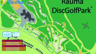 Rauma DiscGolfPark frisbeegolfkentän ratakartta