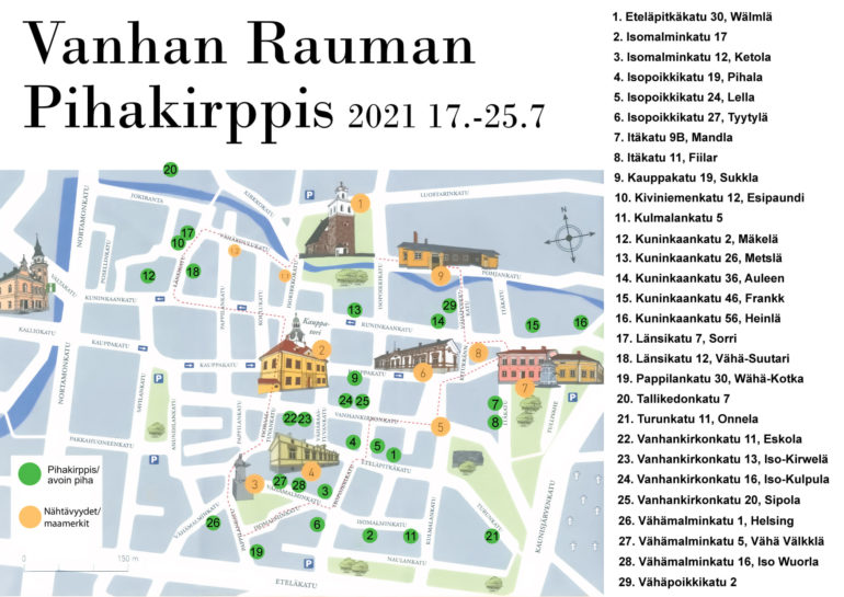 Avoimet pihat ja pihakirppikset -kartta 2021