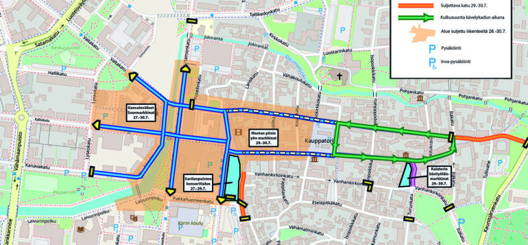 Pitsiviikon liikennejärjestelykartta 2022.