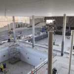 Uuden uimahallin rakennustyöt.