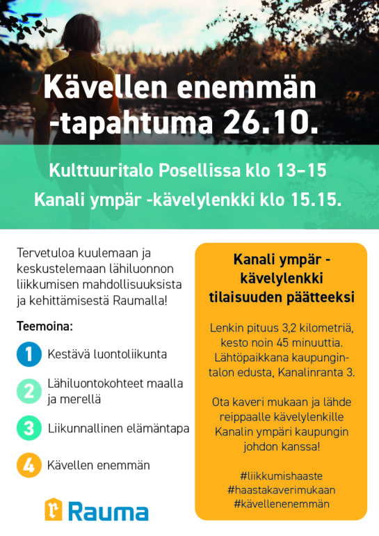 Kävellen enemmän -tapahtuman mainos.