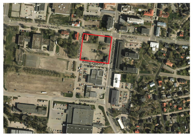 Kortteli 202 asemakaavan kaavarajaus.