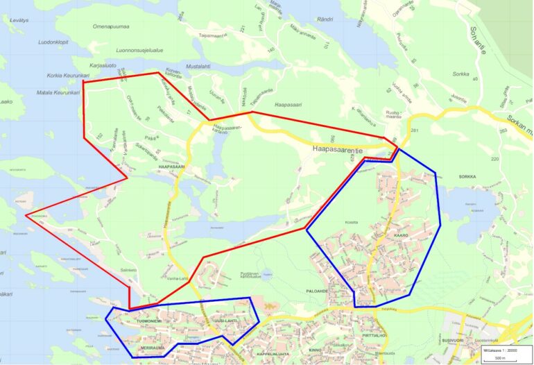 Haapasaaren vesijohdon puhdistusalue kuvana.