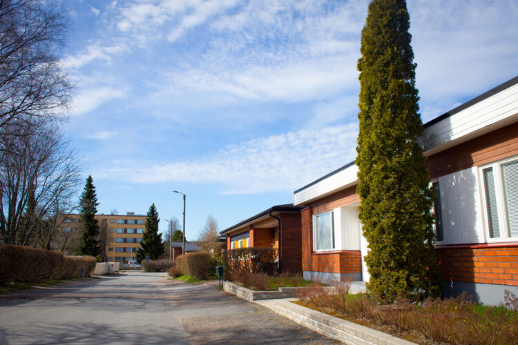 A row house housing area in Lajo