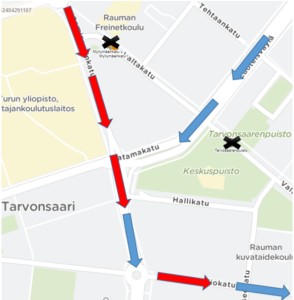 Rauman Gyytin poikkeusreitit 14.5. alkaen.