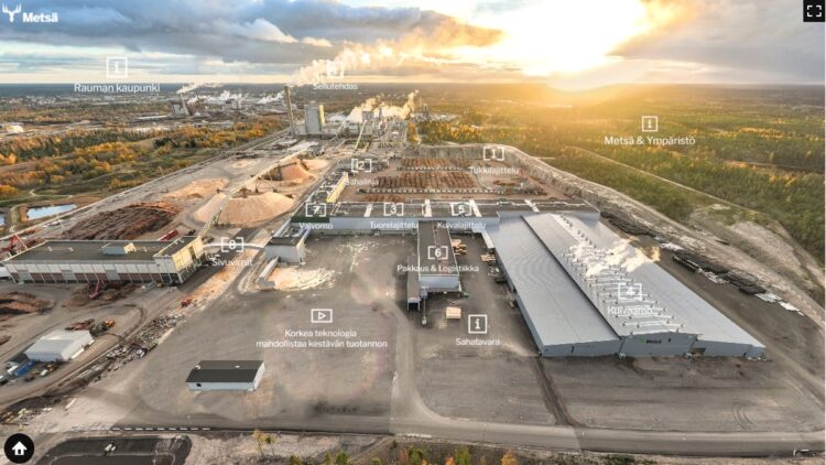 A screenshot of a virtual tour of the Rauma sawmill.