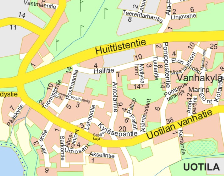 Opaskartta ote Uotilasta.