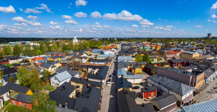 Kesäinen ilmakuva Vanhasta Raumasta.