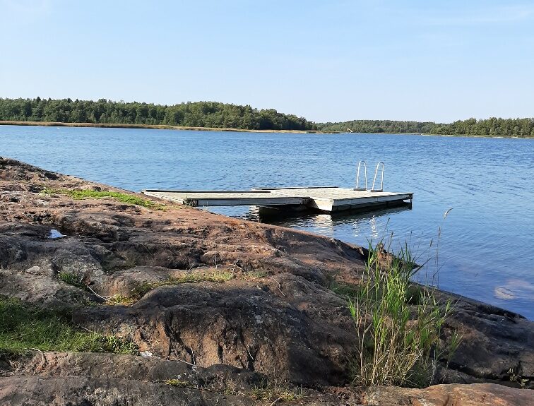 Beach Mantereenpää with a pier.
