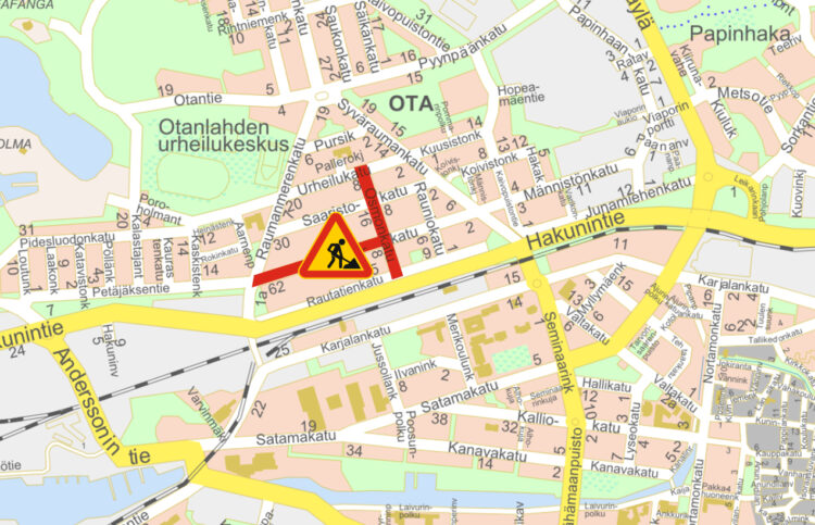 rauhankatu osmonkatu tietyöt