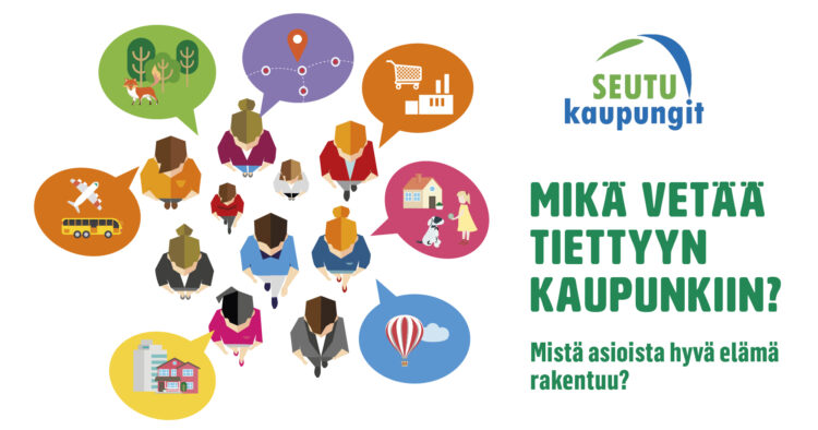 Kuvituskuva Seutukaupunkien vetovoimatutkimukseen liittyvästä kyselystä