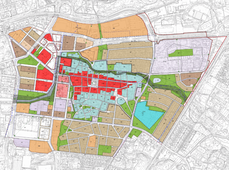 Keskustan osayleiskaavan muutoksen ja laajennuksen kaavakartta