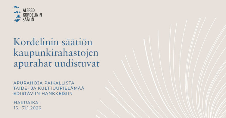 Alfred Kordelinin säätiön kaupunkirahastojen apurahat -logo.