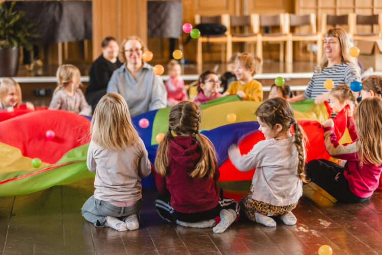 Colorful blanket and children.
