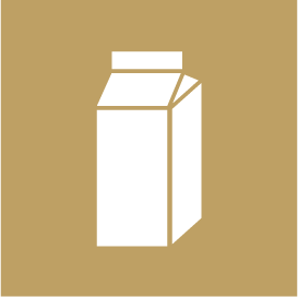 Kuvana on kartonkipakkausten piktogrammi. 93 The image is a pictogram for cardboard packaging. It is on a brown background and shows a milk can.