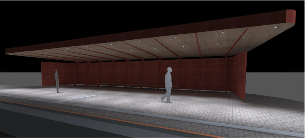 Rauman uuden junaseisakkeen katoksen havainnekuva.