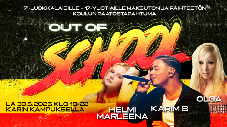 Out of School -päätöstapahtuman juliste vuonna 2026.
