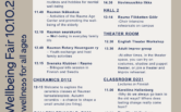 Programme for the Everyday Wellbeing Fair on 10 October 2026. The programme is provided in text format alongside the image.